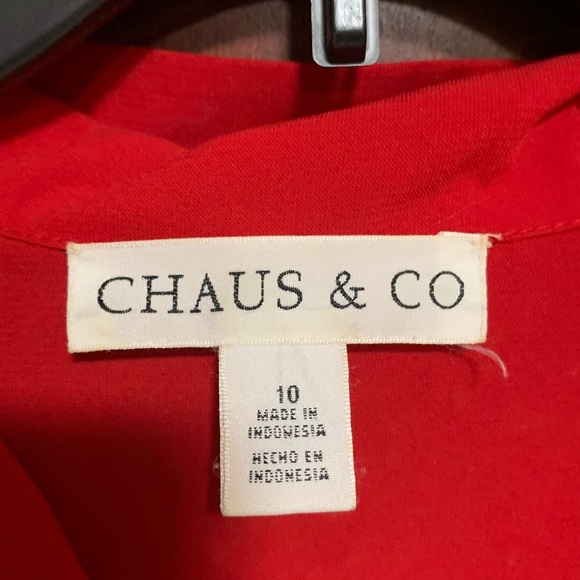 Women’s Chaus & Co red long sleeve button down blouse - Picture 2 of 3